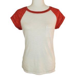 Express NWOT Short Sleeve Raglan Baseball Tee Red White Space Dyed Women's XS